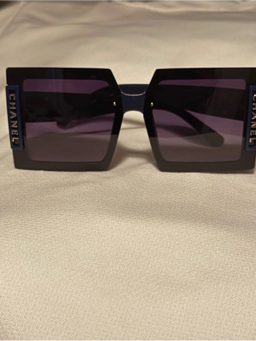 CHANEL Black Frames with Purple Gradient Lenses Square Sunglasses